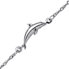 14kt White Gold 9 to 10in Dolphin 3 Station Anklet