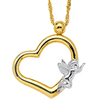 14kt Two-tone Gold Heart and Angel Necklace