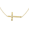 Gold-plated Sterling Silver 1in Sideways Cross Necklace with CZ Accent