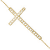14kt Yellow Gold Cubic Zirconia Large Sideways Cross Bracelet