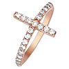 14kt Rose Gold Cubic Zirconia Sideways Cross Ring