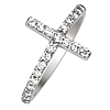 Sterling Silver Cubic Zirconia Sideways Cross Ring