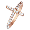 Rose Gold-plated Sterling Silver Cubic Zirconia Sideways Cross Ring