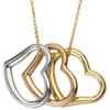 14kt Tri-Color Gold Sideways Open Heart Necklace
