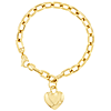 14k Yellow Gold Heart Charm Rolo Link Bracelet 7.5in