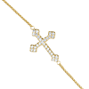 Gold-plated Sterling Silver CZ Sideways Fancy Cross Bracelet