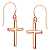 14kt Rose Gold 3/4in Dangle Cross Earrings