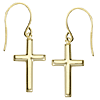 Gold-plated Sterling Silver 3/4in Dangle Cross Earrings