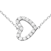 14kt White Gold Mini Cubic Zirconia Sideways Heart Necklace