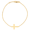 14k Yellow Gold Mini Sideways Cross Bracelet