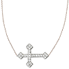 Sterling Silver CZ Fancy Sideways Cross Necklace