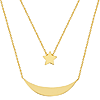 14k Yellow Gold Moon and Star Duo Necklace