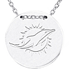 Sterling Silver Miami Dolphins Disc 18in Necklace