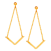 14k Yellow Gold V Chain Geometric Dangle Earrings