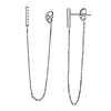 14k White Gold Front to Back Bar Earrings with Cubic Zirconia Accents