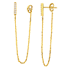 14k Yellow Gold Front to Back Bar Earrings with Cubic Zirconia Accents