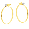 14k Yellow Gold Hawley Street Flat Wire Hoop Earrings with Diamonds