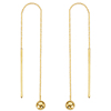 14kt Yellow Gold 3mm Ball Threader Box Chain Earrings
