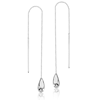 14k White Gold Threader Tear Drop Earrings