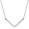14k White Gold Chevron V Necklace