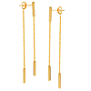 14k Yellow Gold Front to Back Bar Chain Drop Earrings
