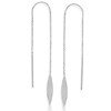 14k White Gold Pointed Oval Threader Earrings