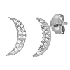 14k White Gold Crescent Moon CZ Stud Earrings