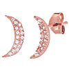 14k Rose Gold Crescent Moon CZ Stud Earrings