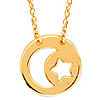 14k Yellow Gold Tiny Pierced Moon and Star Necklace