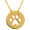14k Yellow Gold Paw Print Necklace