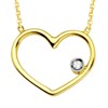 Wire Heart Diamond Necklace 14k Yellow Gold