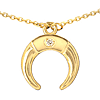 14k Yellow Gold Diamond Crescent Moon Necklace
