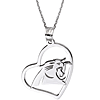 Sterling Silver Carolina Panthers Open Heart Necklace