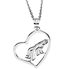 Sterling Silver Denver Broncos Open Heart 18in Necklace