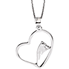 Sterling Silver New England Patriots Open Heart 18in Necklace