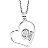 Sterling Silver Green Bay Packers Open Heart 18in Necklace