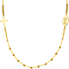 14k Yellow Gold Virgin Mary and Cross Necklace with Beads 20in