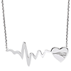 Sterling Silver New England Patriots Heartbeat 18in Necklace