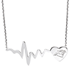 Sterling Silver Carolina Panthers Heartbeat 18in Necklace
