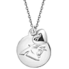 Sterling Silver Carolina Panthers Disc and Heart 18in Necklace