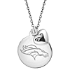Sterling Silver Denver Broncos Disc and Heart 18in Necklace