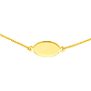 14k Yellow Gold Tiny Oval Charm Choker Necklace