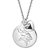 Sterling Silver Minnesota Vikings Disc and Heart 18in Necklace