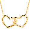 14k Yellow Gold Locked Hearts .01 ct Diamond Necklace