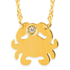 14k Yellow Gold Mini Crab .01 ct Diamond Necklace
