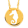 14k Yellow Gold Mini Disc Seahorse Necklace