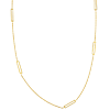14k Yellow Gold Open Rectangle Station Necklace