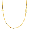 14k Yellow Gold Virgin Mary and Cross Necklace with Bead Accents 20in