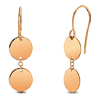14k Yellow Gold Double Disc Dangle Earrings with Shepherd Hooks