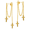 14k Yellow Gold Front to Back Cross Earrings with Chains
